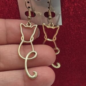 Elegant Gold Cat Silhouette Earrings Cat Lovers Gift For Her